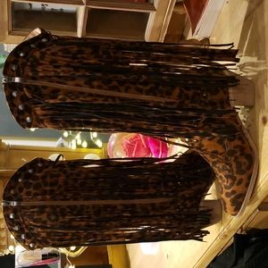 L&B Leopard and Fringe cowboy Boots